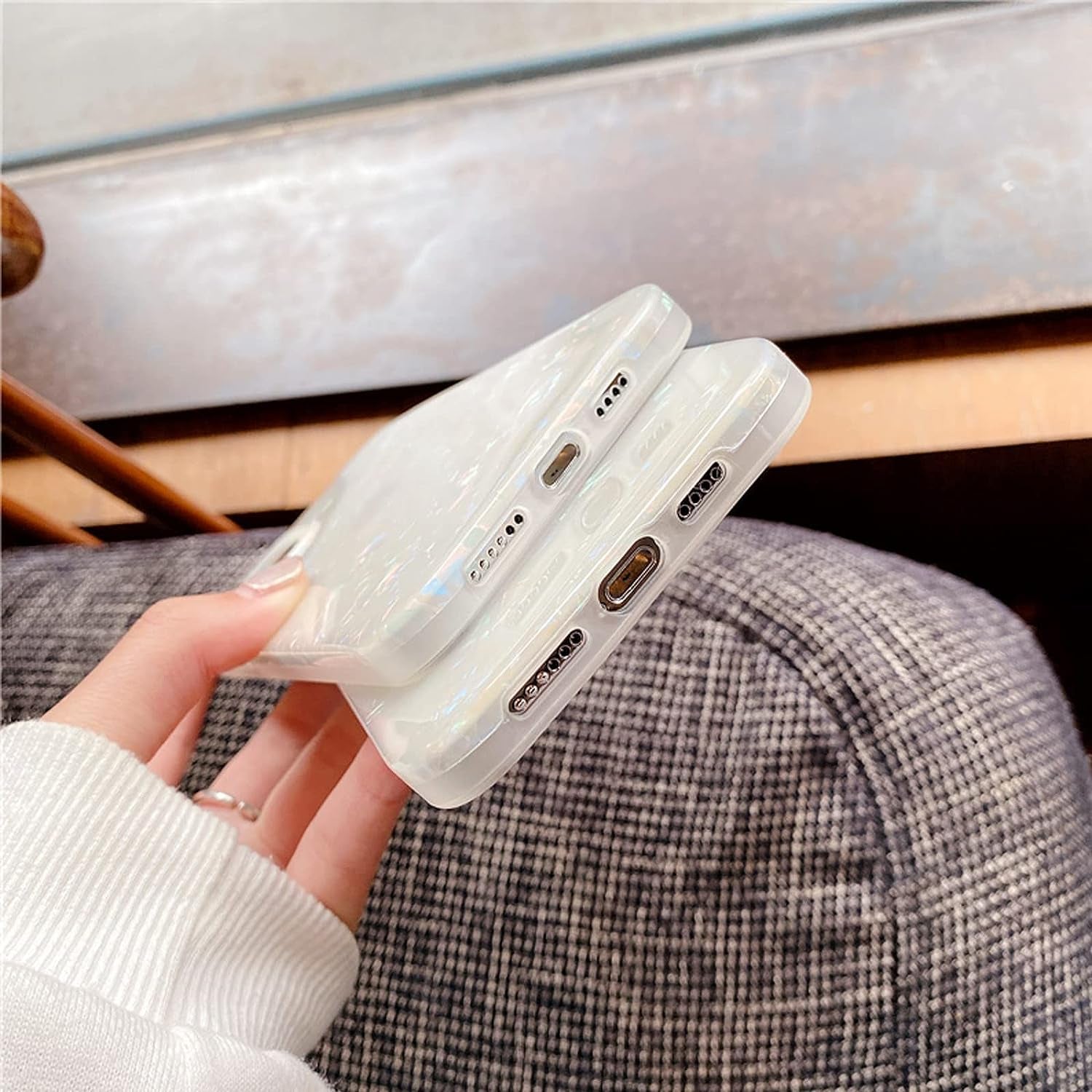 J.West Iphone 14 Pro Case, Luxury Sparkle Translucent Macaron Color, Clear Opal Pearly, Soft TPU Protective Cover  J.west   