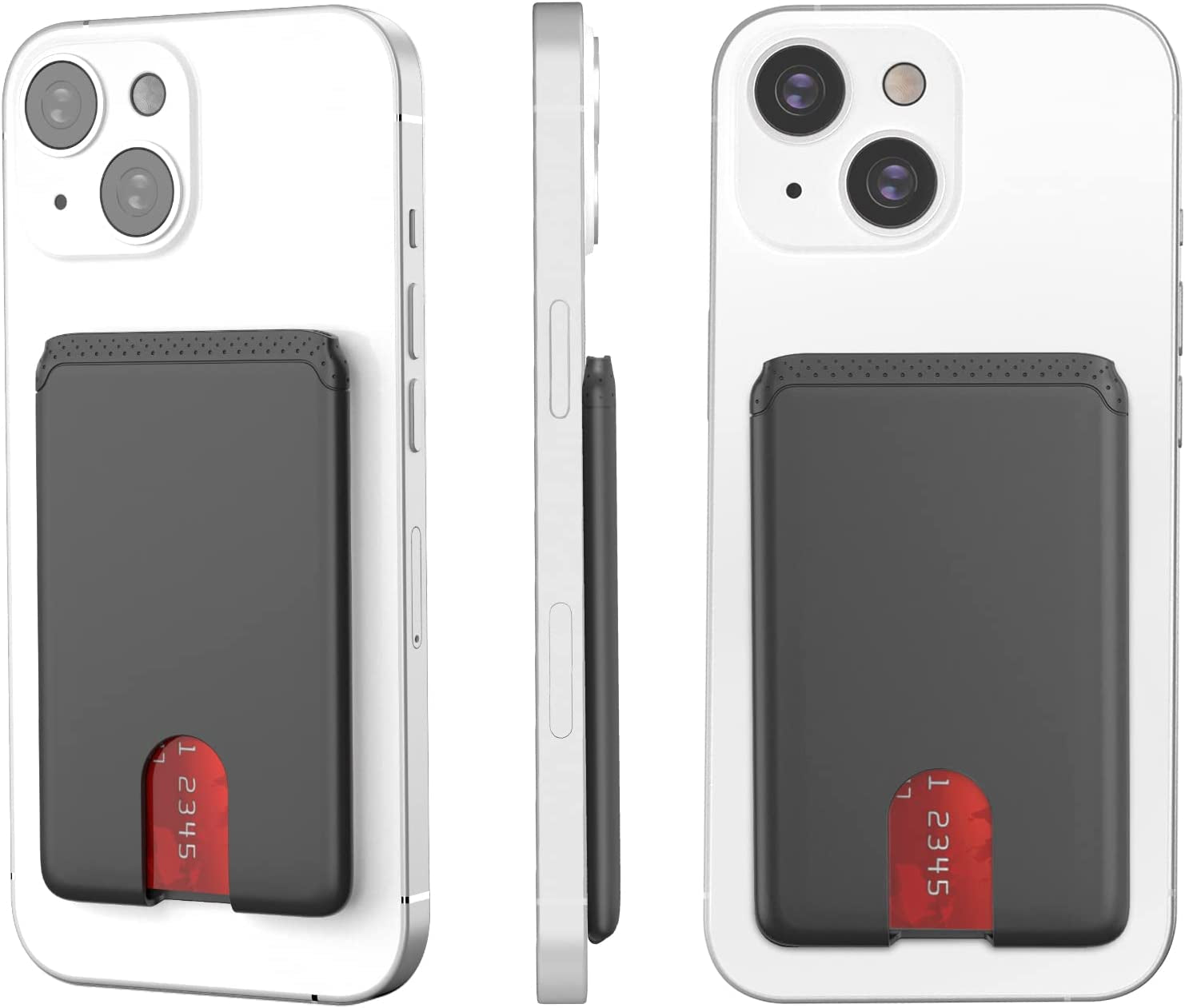 SHANSHUI Magnetic Wallet for Magsafe, Ultra Slim Magnetic Card Holder for Back of Phone Wallet Premium Silicone Anti-Drop Credit Card Holder Fitting for Iphone 14/13/ 12 Series & Magsafe Case  SHANSHUI Black x 3 PCS Adhesive 