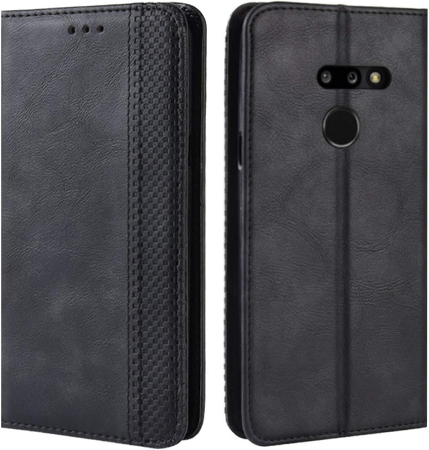 Hualubro LG G8 Thinq Case, LG G8 Case, Retro PU Leather Full Body Shockproof Wallet Flip Case Cover with Card Slot Holder and Magnetic Closure for LG G8 Thinq Phone Case (Brown)  HualuBro Black  