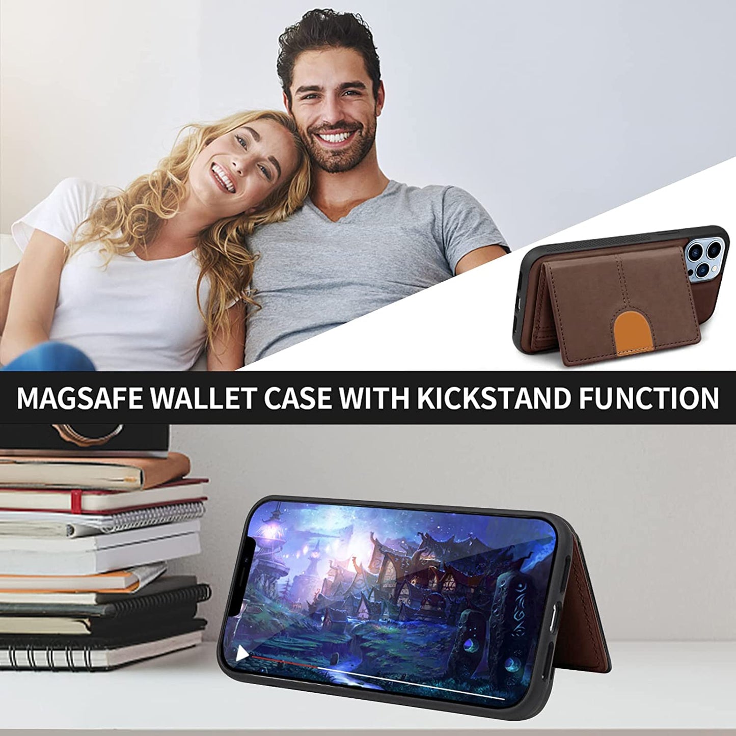 SONVICTY LIFE [2 in 1] Magnetic Wallet Case for Iphone 13 Pro Max, 6.7" TPU Leather Magsafe Case with Removable Wallet Card Holder, Compatible with Magsafe Accessories & Charging,Brown  SONVICTY LIFE   