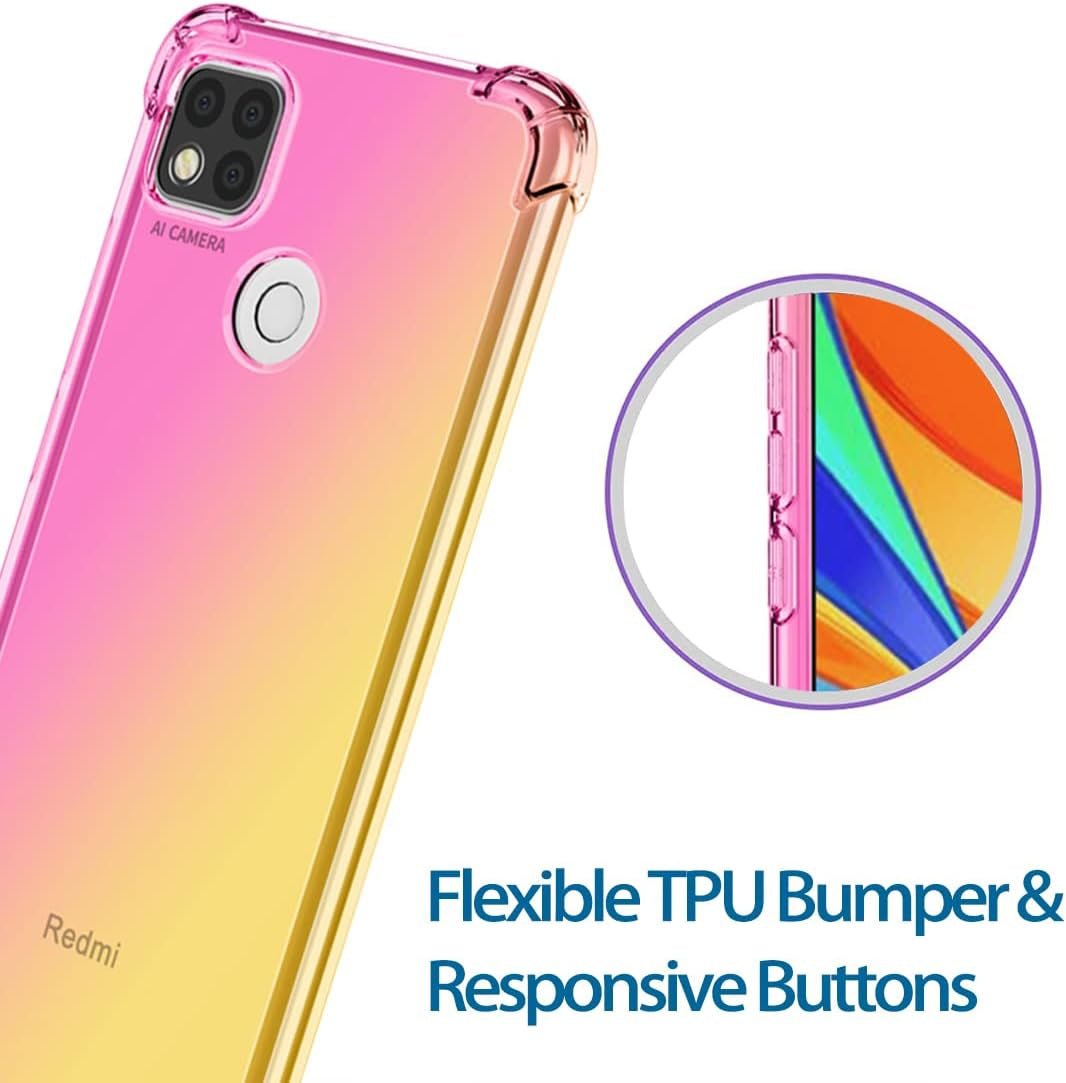 KOARWVC Case for Redmi 9C/Poco C3/Redmi 10A/Redmi 9 Activ Case, Crystal Clear Case Gradient Slim anti Scratch TPU Shockproof Protective Phone Cases Cover for Xiaomi Redmi 9C (Pink/Gold)  KOARWVC   