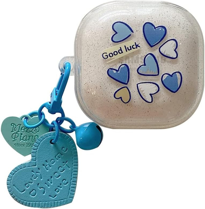 CASEVERSE Case for Samsung Galaxy Buds2 Pro/Galaxy Buds 2/Galaxy Buds Pro/Galaxy Buds Live, Cute Transparent Soft TPU Cover with Keychain for Girls Women  CASEVERSE Heart 1  