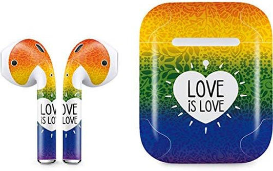 Skinit Decal Audio Skin Compatible with Apple Airpods with Wireless Charging Case - Officially Licensed Skinit Originally Designed Love Is Love Rainbow Design  Skinit   