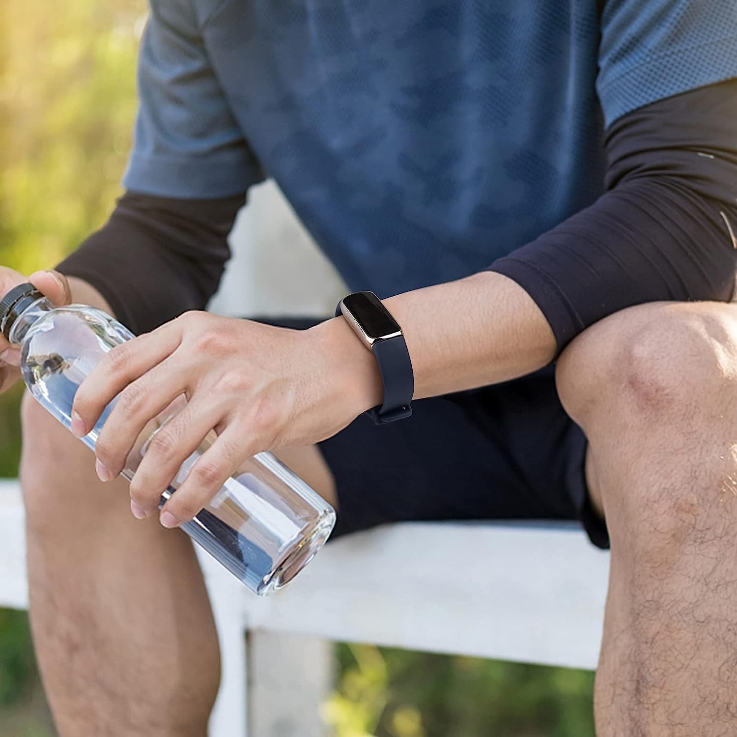 4 Pack Bands for Fitbit Luxe Bands, Soft Silicone Wristband Replacement Strap for Fitbit Luxe/Luxe Special Edition Fitness Tracker Women Men (Small, Black/Wine Red/Navy Blue/Grey)  Amzpas   