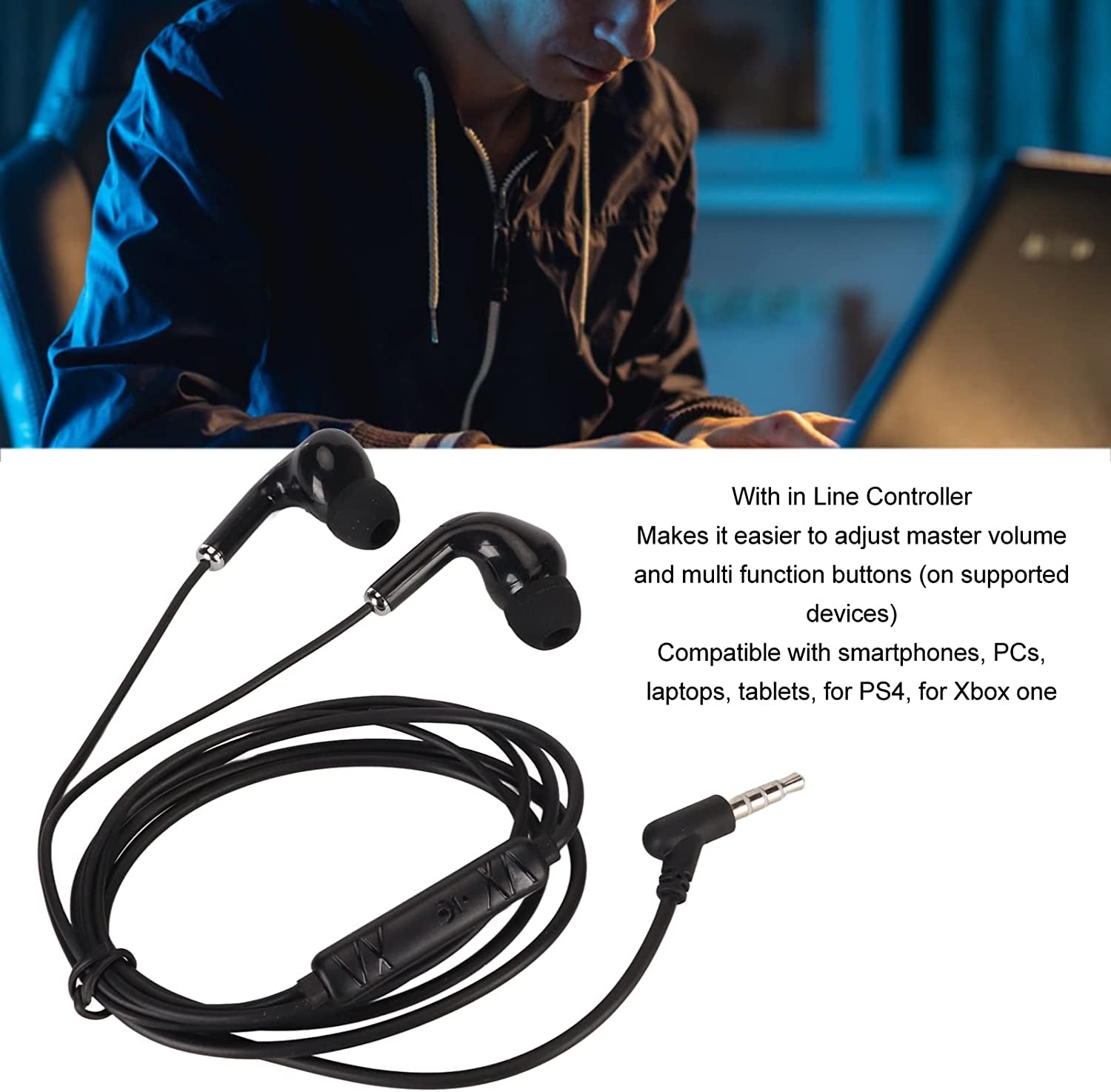 Gaming Headset Noise Canceling Silicone Headphones Multi Function Buttons Adjustable Microphone 3.5Mm Gaming Headphones for Smartphone for Laptop  FOTABPYTI   