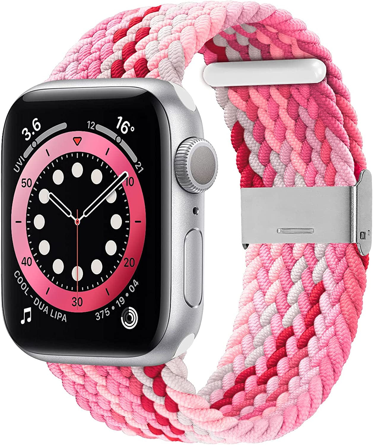 Bagoplus Compatible with Apple Watch Iwatch Bands 49Mm 38Mm 40Mm 41Mm 42Mm 44Mm 45Mm Women Men, Adjustable Braided Solo Loop Stretchable Elastics Sport for Iwatch Series 8/7/6/Se/5/4/3/2/1/Ultra  Bagoplus Gradient Red 42mm/44mm/45mm/49mm - 5.5"-8.5" 