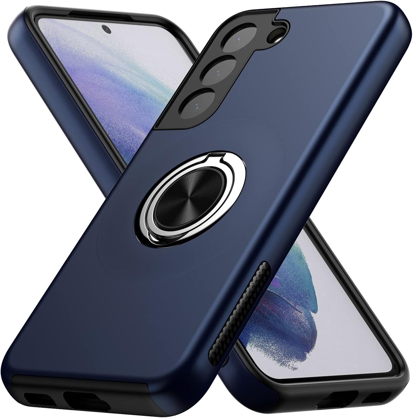 MMHUO for Galaxy S21 Case,Dual Layer Military Grade Drop Protection Slim Samsung S21 Kickstand Case with Hidden Ring Holder Shockproof Protective Phone Case for Samsung Galaxy S21 5G,Black  MMHUO Blue  