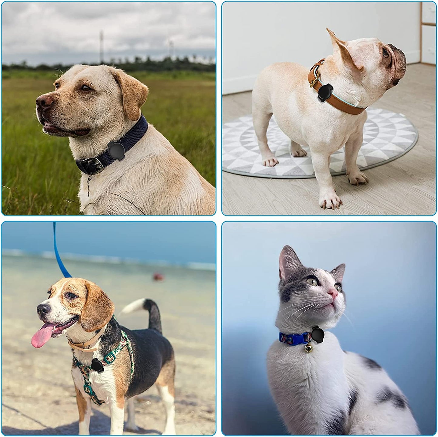 SUPMEGA Case for Airtag Dog Collar Holder, Flexible Silicone Cover with Adjustable Band Fits Pet Collars, Protective Anti-Scratch Case Compatible with Airtag 2021 - Black  SUPMEGA   