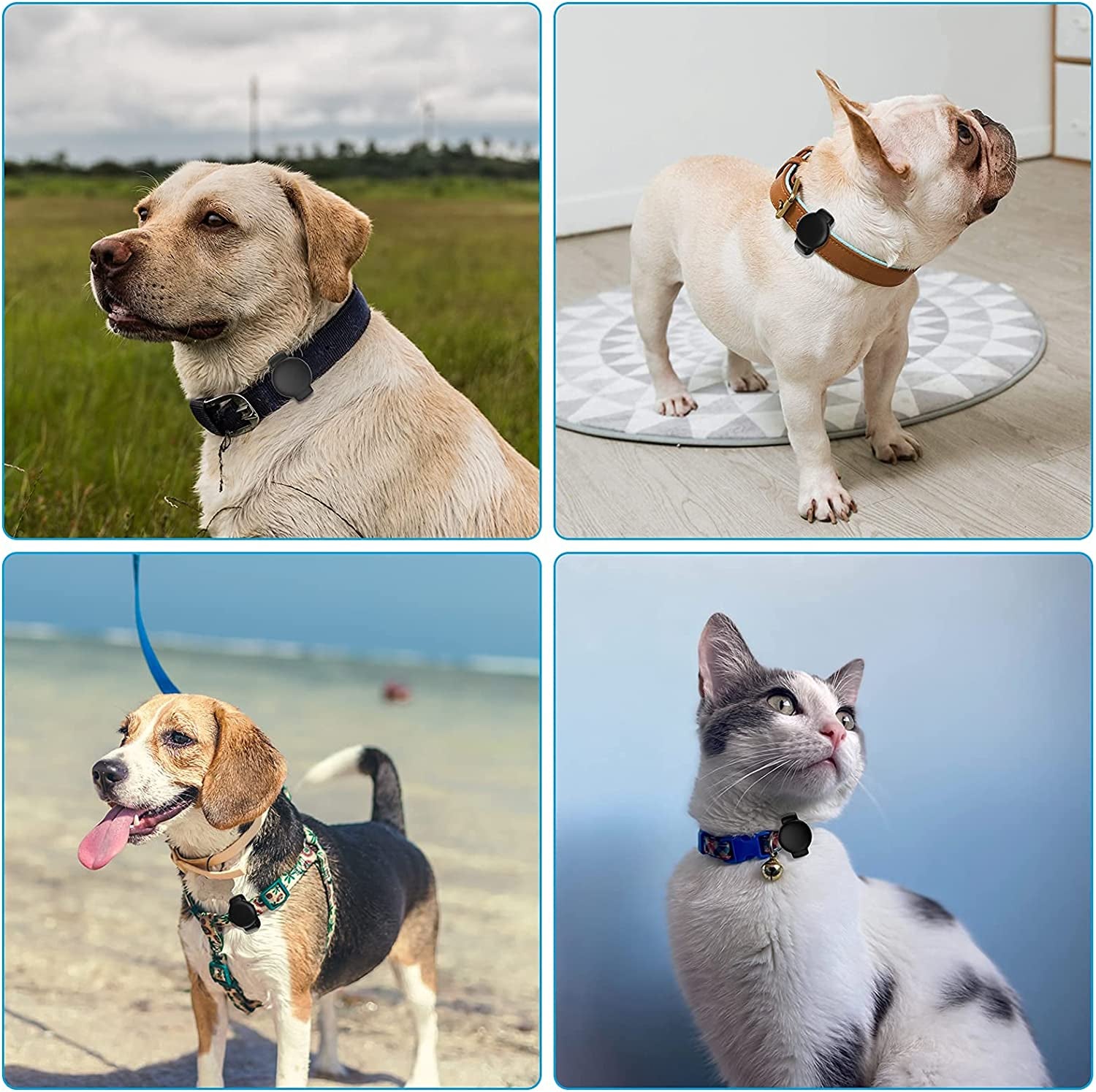 SUPMEGA Case for Airtag Dog Collar Holder, Flexible Silicone Cover with Adjustable Band Fits Pet Collars, Protective Anti-Scratch Case Compatible with Airtag 2021 - Black  SUPMEGA   