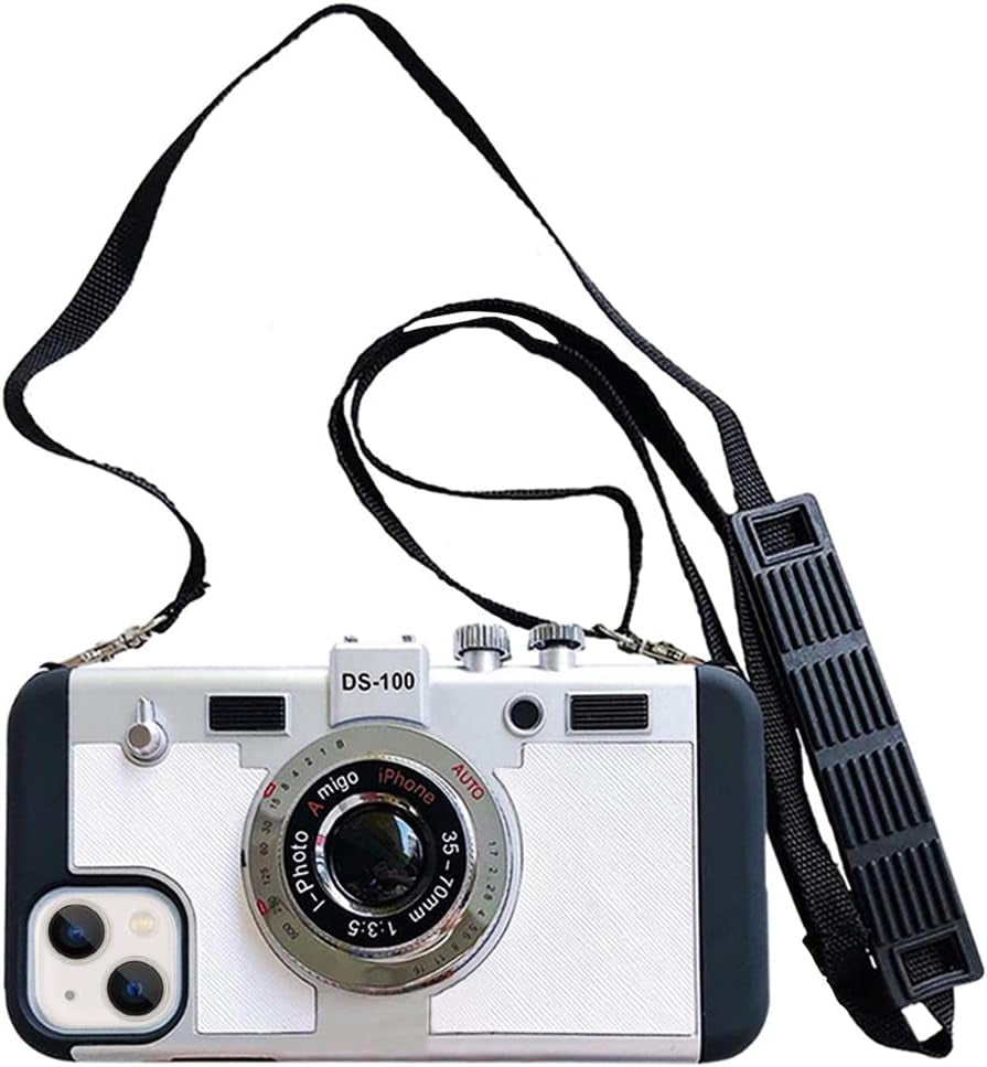 Yatchen Emily in Paris Phone Case for Iphone 13 Cute 3D Vintage Camera Phone Case with Lanyard Adjustable Shoulder Strap Unique Cool Silicone PC Case for Iphone 13 Girls Women Black  Yatchen White Iphone 12 Pro Max 