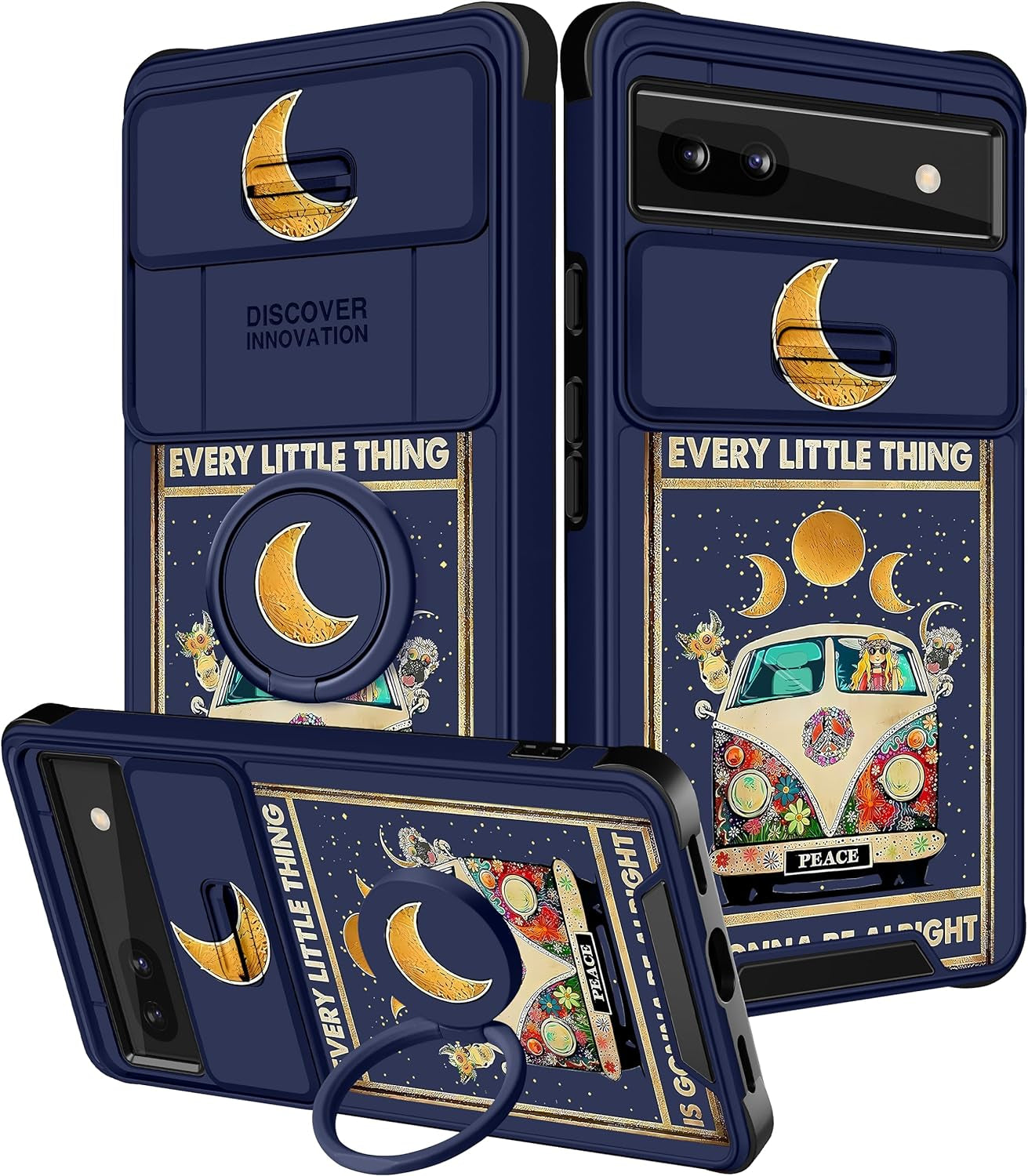 Funermei (2In1 for Google Pixel 6A Case for Women Cute Butterfly Girls Cover Girly Kawaii Aesthetic Butterfly Unique Design with Camera Cover and Ring Stand Funda for Google Pixel 6A Phone Case  Funermei 5-Little Bus  