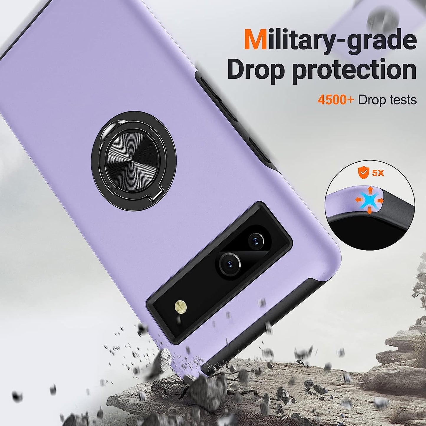 AOUIA Case for Pixel 7A 6.1 Inch, with 1Pcs Tempered Glass Screen Protector, [TPU+PC] Shockproof Protection Dual Layer Case for Google Pixel 7A, Purple  AOUIA   