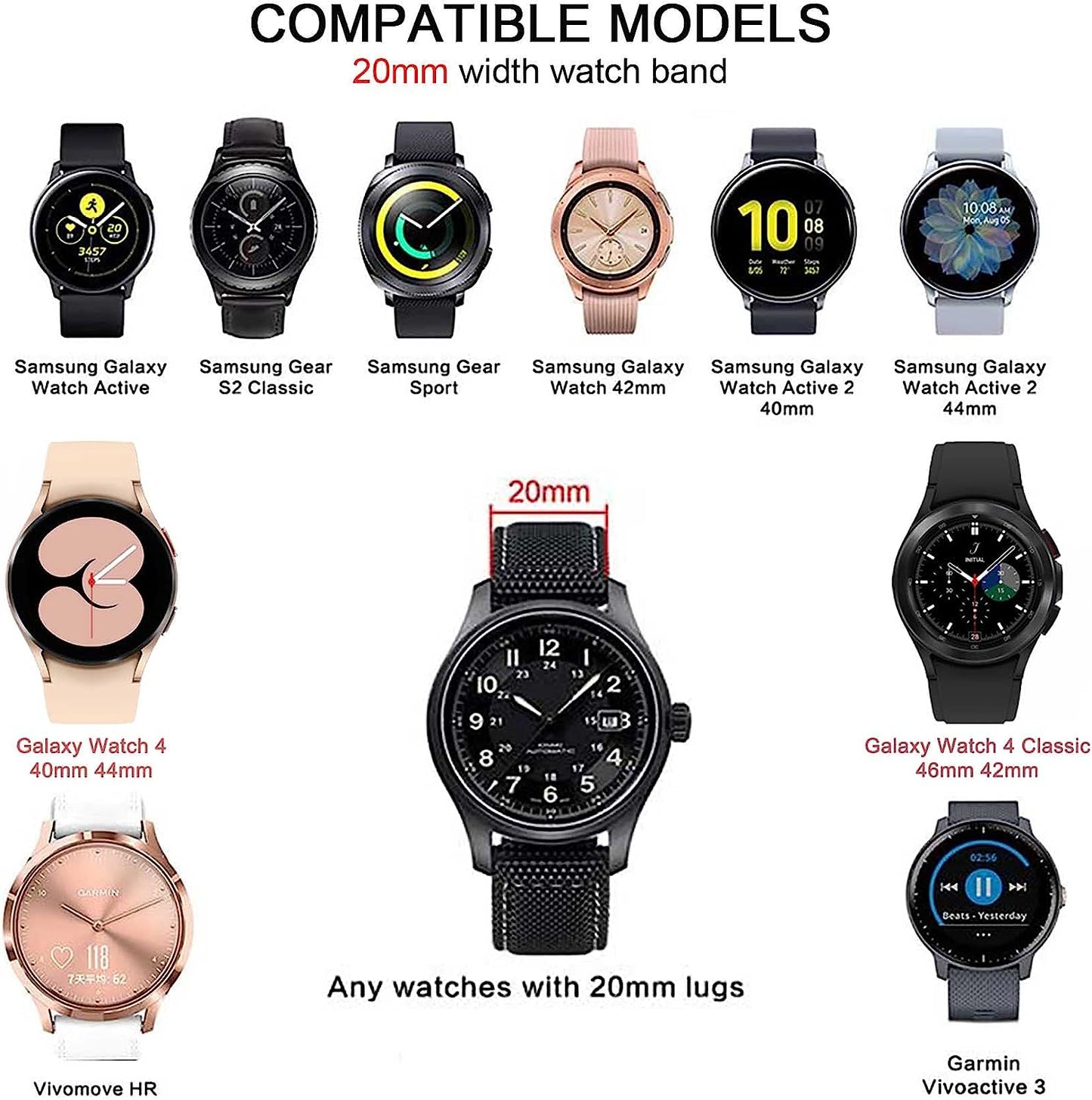 4 Pack Bands Compatible with Samsung Galaxy Watch 4 /Galaxy Watch 5 40Mm 44Mm/ Galaxy Watch 4 Classic /Galaxy Watch 5 Pro 45Mm/ Galaxy Active 2 40Mm 44Mm, 20Mm Soft Slim Silicone Sport Straps for Women Men (Small, Black/Navy Blue/Pine Green/Plum)  Suremita   