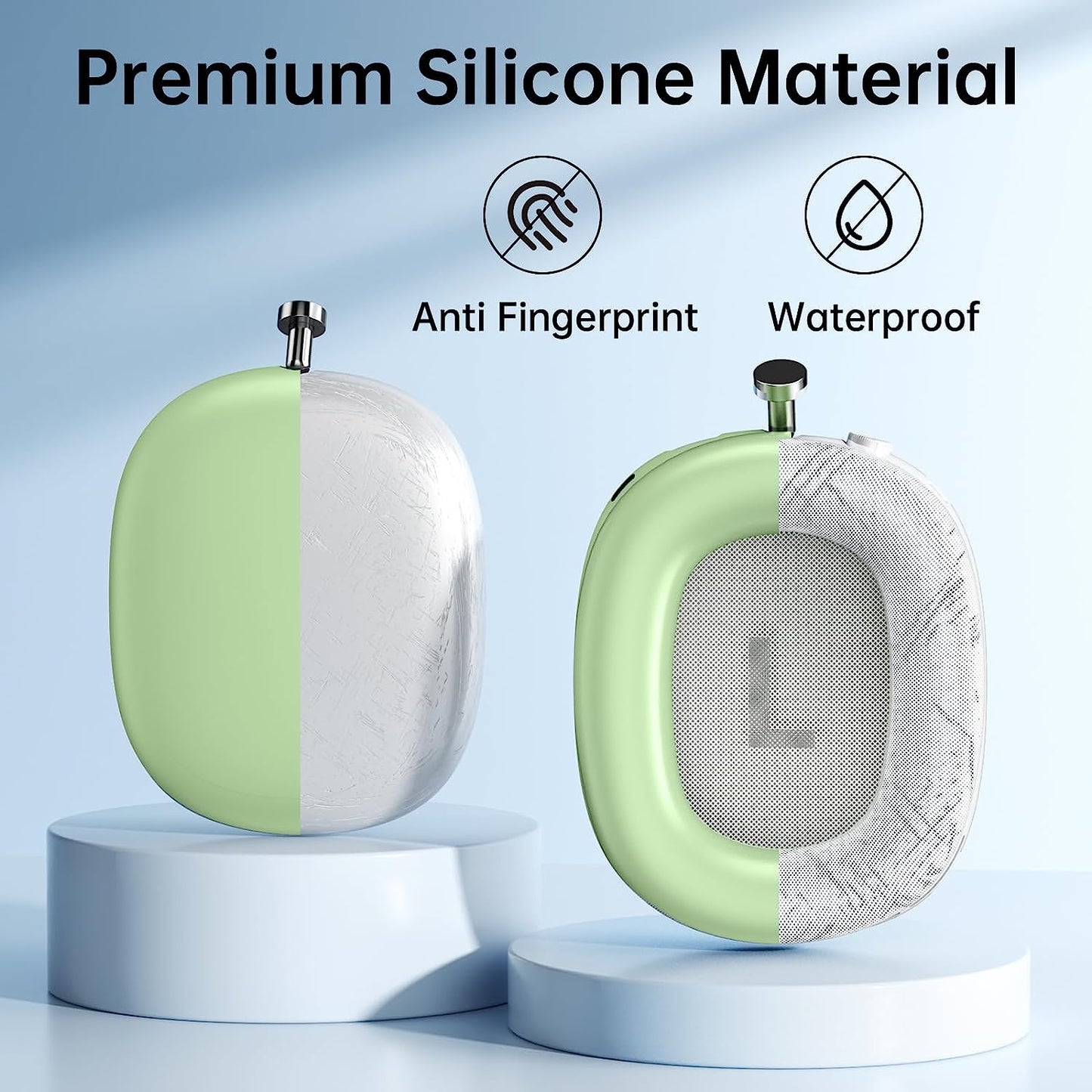 Case Cover for Airpods Max, Soft Silicone Case Cover Kit for Airpod Max Ear Pad/Ear Cups/Headband, Anti-Scratch Protective Accessories for Apple Airpods Max Headphones (Green)  Xyuer   