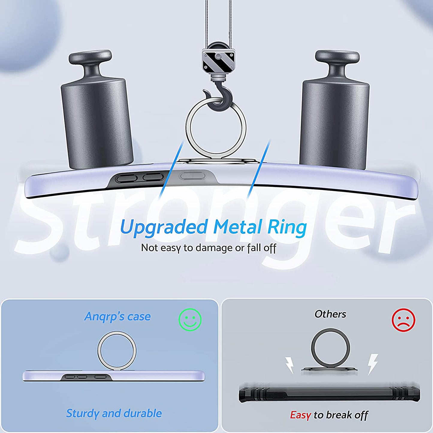 Anqrp Hidden Series Galaxy S22 plus Case 5G,[Heat Dissipation][No Fall-Off Kickstand] 360°Metal Ring, 15Ft Military Grade Shockproof Phone Case for Samsung Galaxy S22 plus 6.6 Inch, Purple  Anqrp   