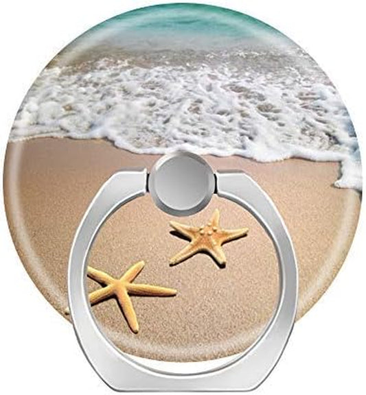 Lovestand-Cell Phone Ring Holder 360 Degree Finger Ring Stand for Smartphone Tablet and Car Mount-Beach Waves Sand and Star Fish  LoveStand   
