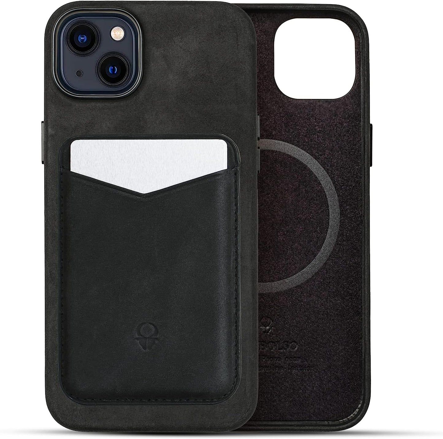 Donbolso Iphone 14 Pro Max Case Leather + Wallet Bundle - Apple Iphone Case in Vintage Black - Compatible with Magsafe - Lip Screen Protection - Elegant Leather Soft Grip - Strong Magnetic Phone Cases  DONBOLSO Vintage Black iPhone 14 Plus Case + Wallet 