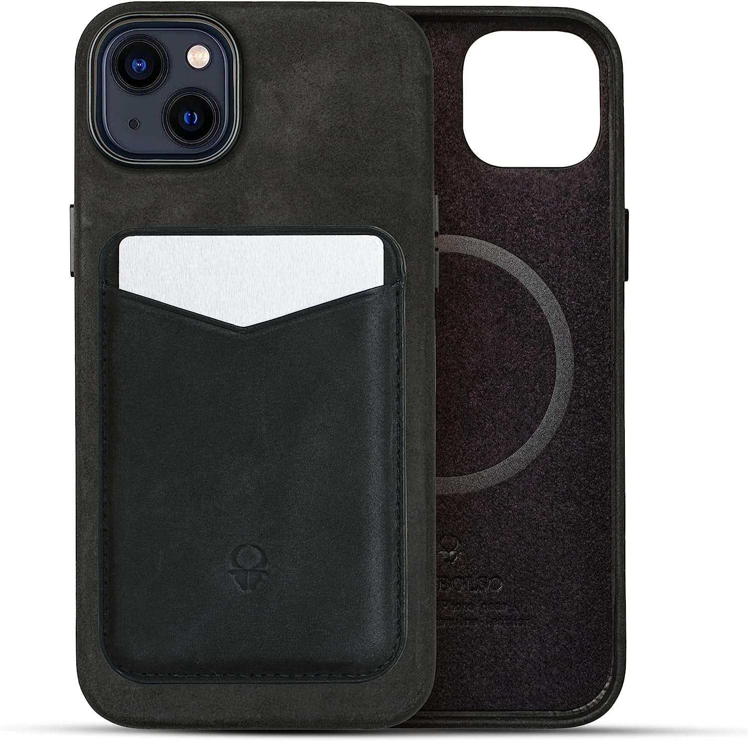 Donbolso Iphone 14 Pro Max Case Leather + Wallet Bundle - Apple Iphone Case in Vintage Black - Compatible with Magsafe - Lip Screen Protection - Elegant Leather Soft Grip - Strong Magnetic Phone Cases  DONBOLSO Vintage Black iPhone 14 Plus Case + Wallet 