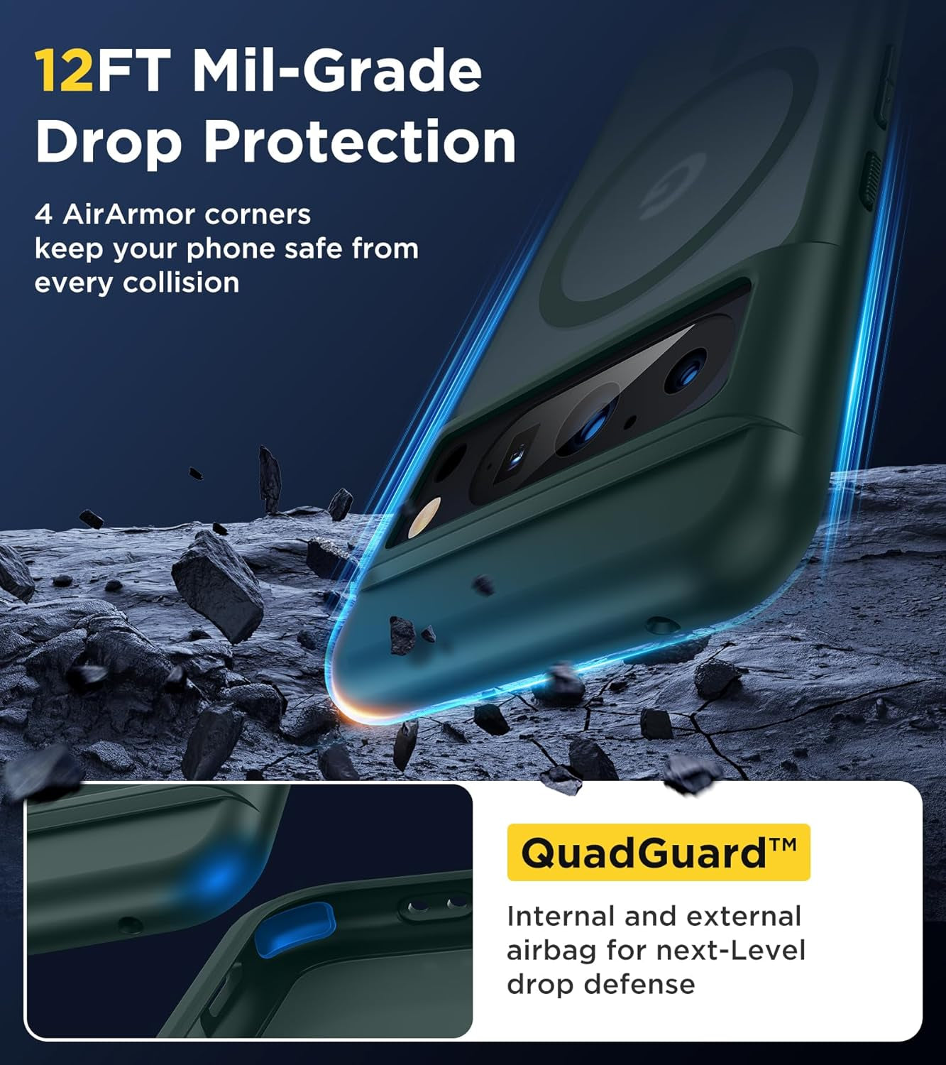 Humixx for Google Pixel 8 Pro Shockproof Case [Ultimate Silky Touch][Mil-Grade Drop Protection] Anti-Fingerprints Translucent Matte Hard Back Protective Slim Phone Cover for Pixel 8 Pro 6.7” Green  Humixx   