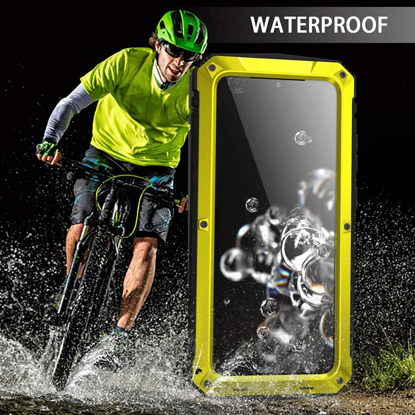 Simicoo Samsung Note 20 Ultra Metal Case with Screen Protector Military Rugged Heavy Duty Shockproof with Stand Camera Protector Full Cover Case for Note 20 Ultra (Yellow)  Simicoo   