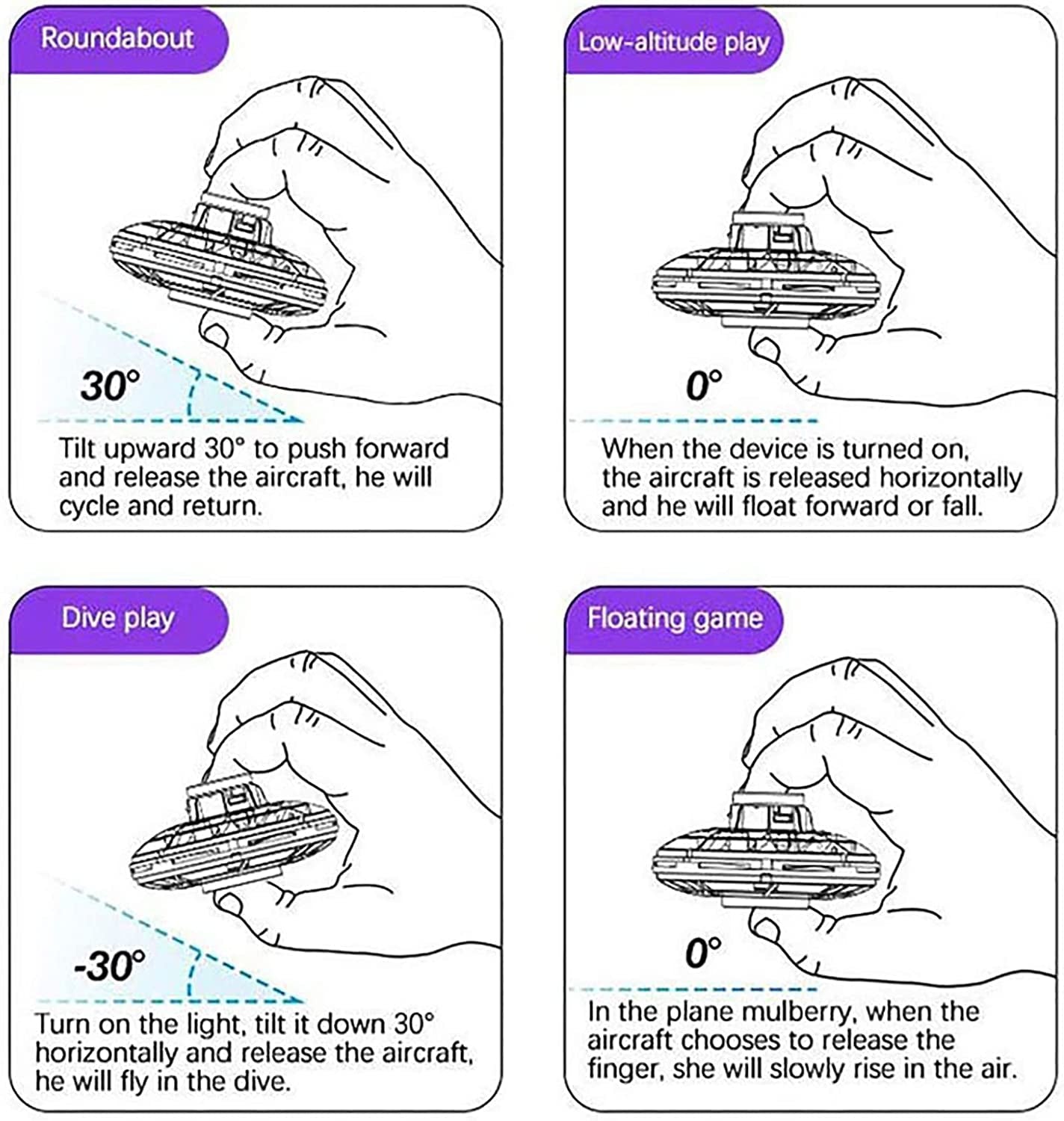 Taosmart Ifly Flying Spinner Mini Drone UFO Toy for Kids Hand Controlled Operated Ball Popular Gift Spinning and Fly like Boomerang with Led Light Dark  Taosmart   