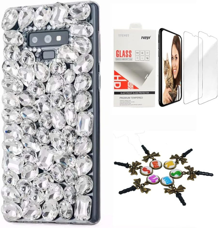 STENES Bling Case Compatible with LG V40 Thinq - Stylish - 3D Handmade [Sparkle Series] Fox Crown Rhinestone Design Cover with Screen Protector [2 Pack] - White  STENES Pretty Rhinestone / White Design For Lg Velvet 5G Case 