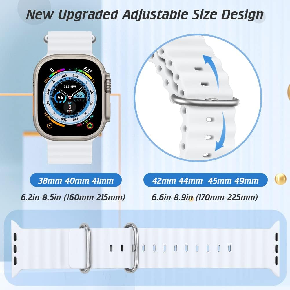 Relting Ocean Band Compatible with Apple Watch Band 38Mm 40Mm 41Mm 42Mm 44Mm 45Mm 49Mm,Adjustable Titanium Buckle Silicone Strap Compatible with Iwatch Ultra SE Series 8 7 6 5 4 3 2 1 for Women Men  Relting   