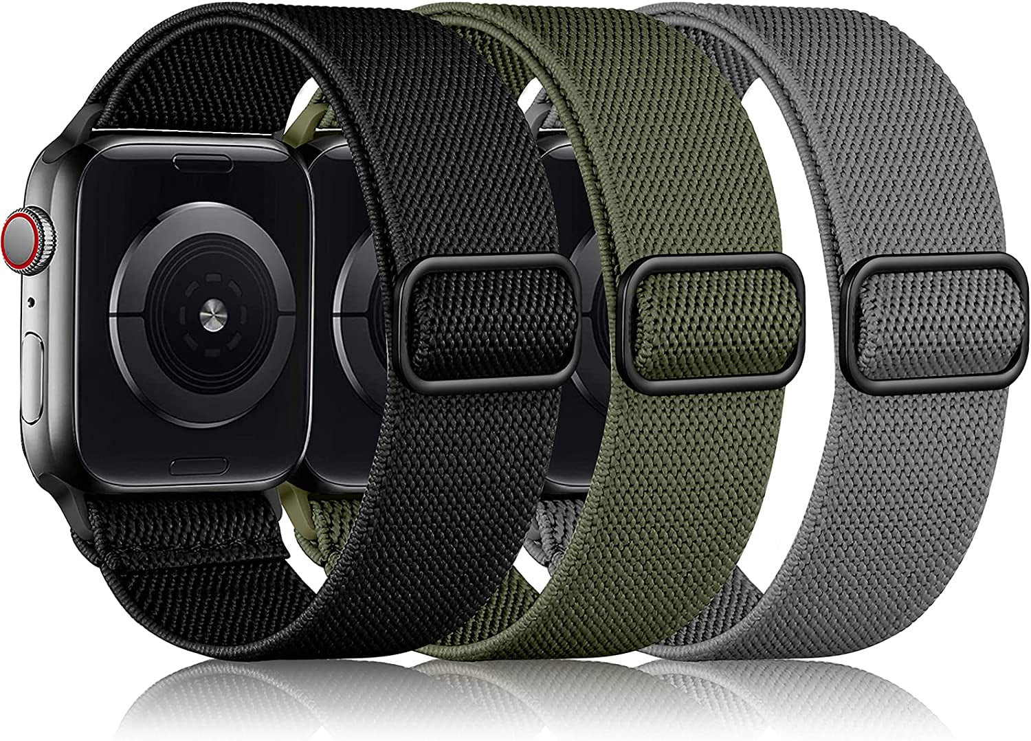 Daqin 3 Pack Stretchy Nylon Solo Loop Band Compatible with Apple Watch Band 41Mm 45Mm 38Mm 40Mm 42Mm 44Mm 49Mm, Adjustable Elastic Braided Straps for Apple Watch Ultra Iwatch Series 8/7/6/5/4/3/2/1/SE  Ylire-US   