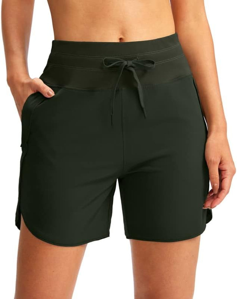YYV Women'S 5" Running Athletic Shorts High Waisted Lightweight Workout Shorts for Women with Zipper Pockets  YYV Army Green XX-Large 