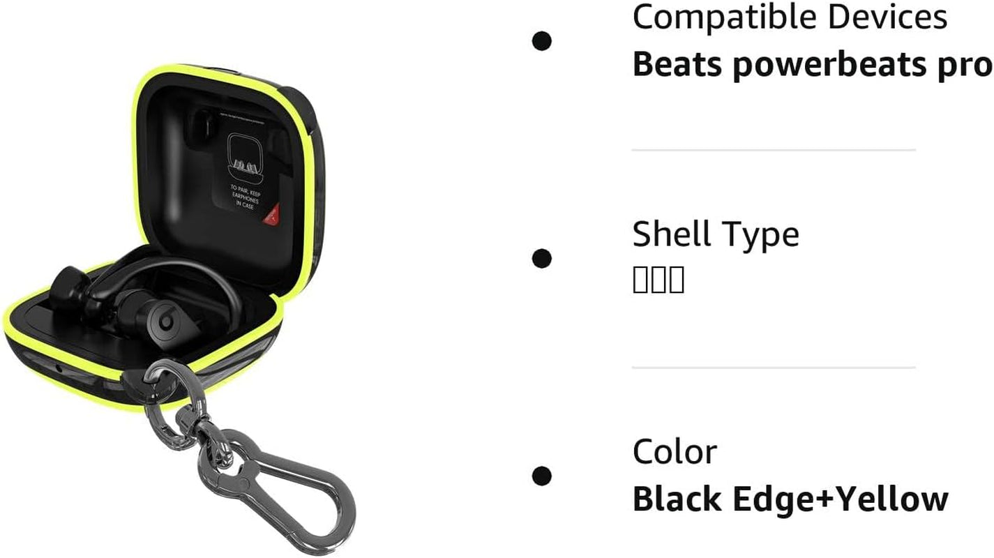 ANKASI Compatible Powerbeats Pro Case Cover,Full Protective Shockproof Anti-Slip Silicone Case for Beats Powerbeats Pro 2019(Black Edge+Yellow)  ANKASI   