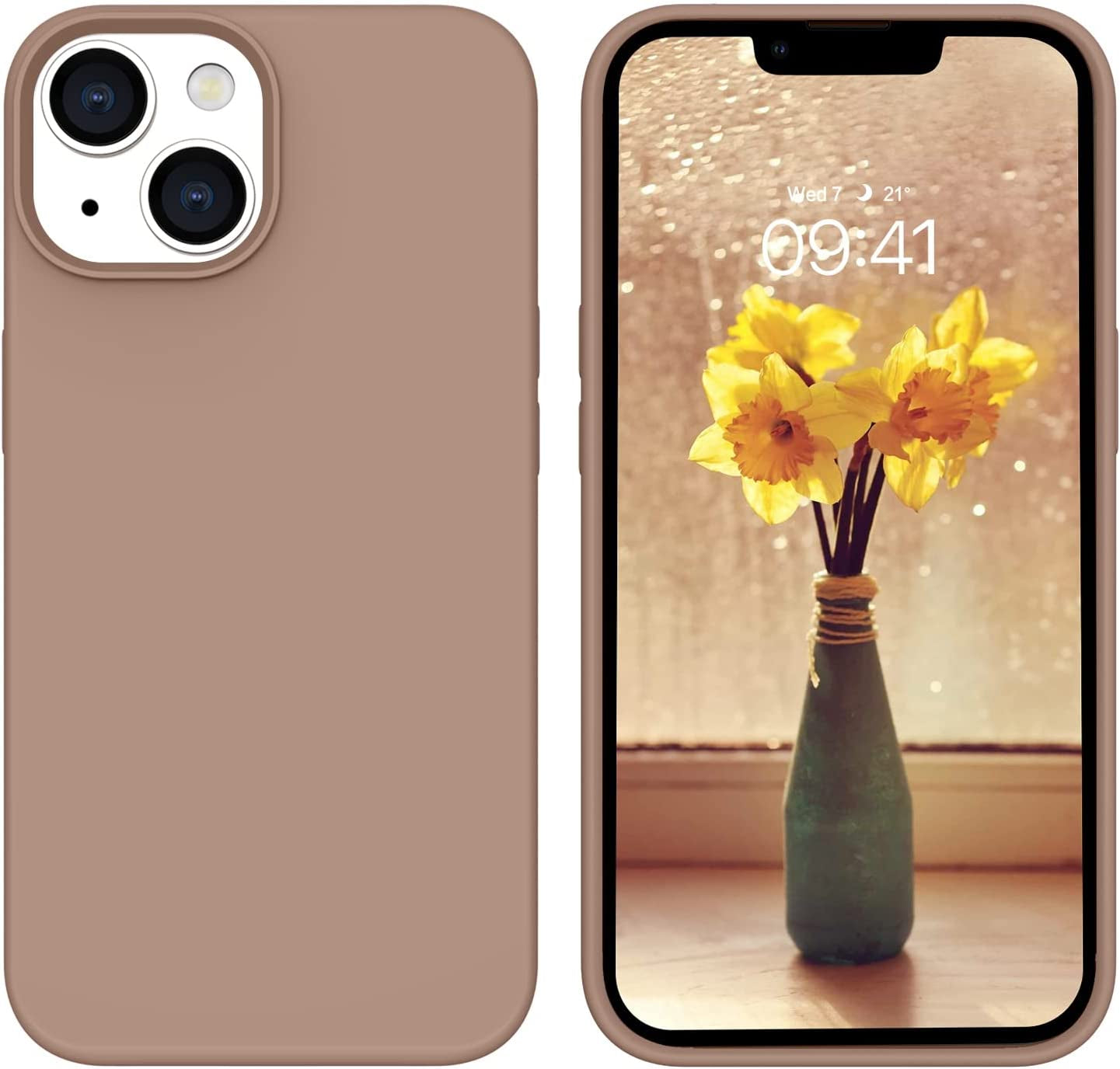 BENTOBEN Compatible with Iphone 14 Case, Liquid Silicone Gel Rubber Bumper Microfiber Lining Hard Back Shockproof Protective Phone Cover for Iphone 14 6.1",Antique White  BENTOBEN T025-Brown  