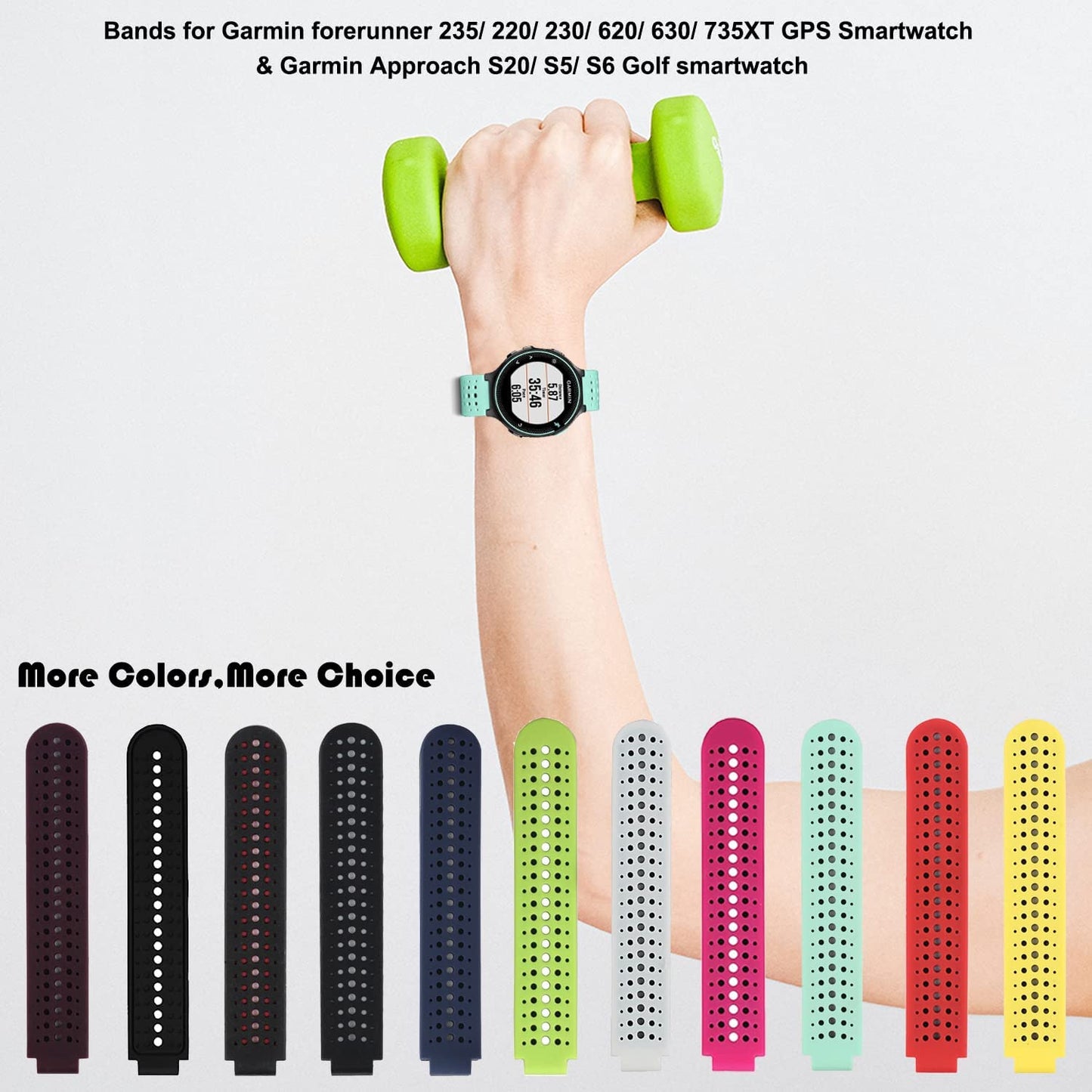 Replacement Smart Wrist Watch Accessory Band Strap for Garmin Forerunner 220/230/235/620/630/735Xt/235Lite, One Size  OLIVE INC.   