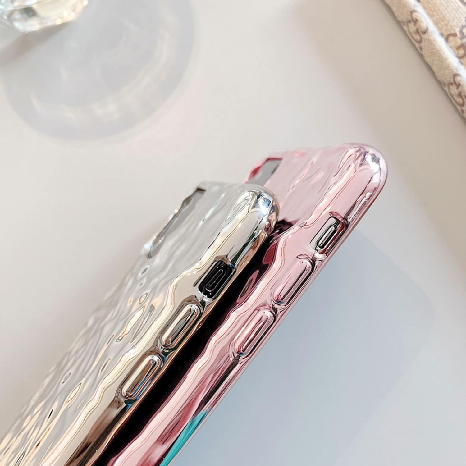 Yebowe Compatible with Iphone 11 Case, Cute 3D Tin Foil Pleated Luxury Phone Cover for Women Girls Cool Bling Designer Soft Silicone Case for Iphone 11, Rose Gold  Yebowe   