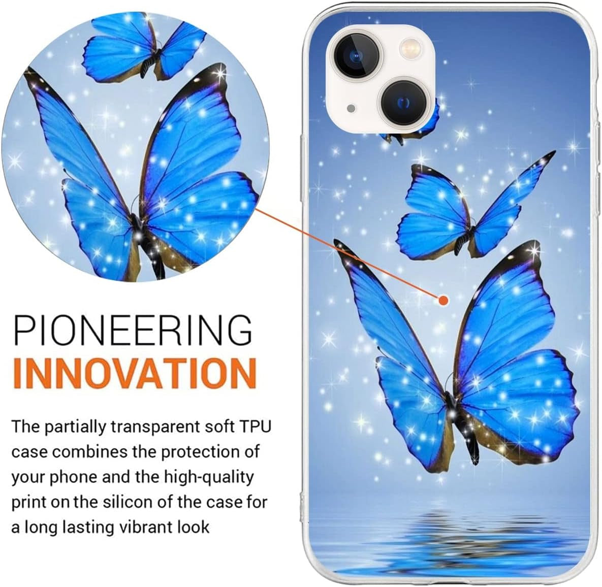 Compatible with LG G6 | LG G6+ | LG G6 plus Case Butterfly 160 Cool Kids Girls Women Man Soft Flexible TPU Silicone Phone Case Clear  PTGVCTA   