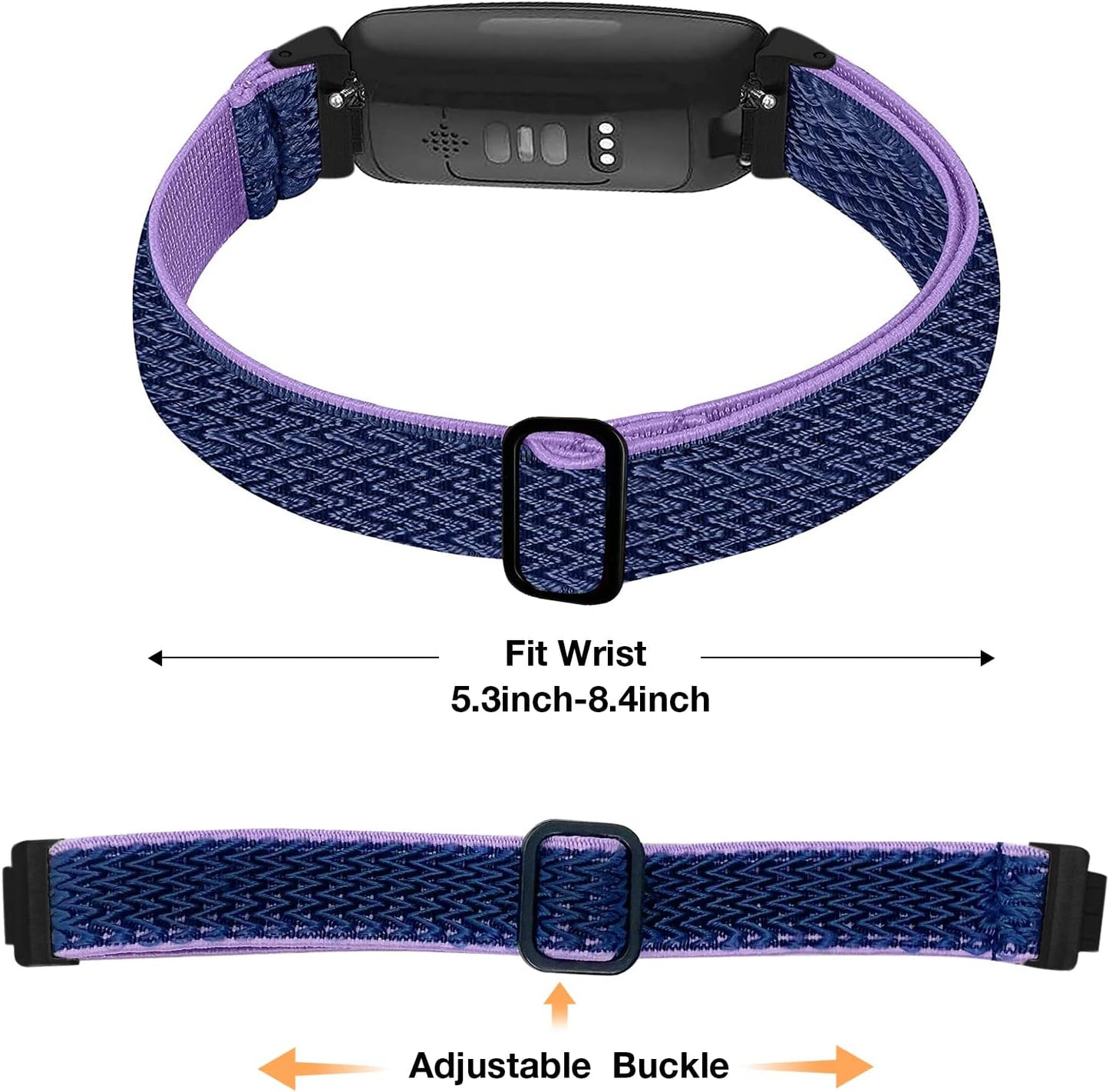 5 Pack Elastic Bands Compatible with Fitbit Inspire 2 / Inspire HR / Inspire / Ace 3 / Ace 2, Soft Loop Nylon Fabric Breathable Stretchy Replacement Straps Accessory Wristband for Women Men  POHNUI   