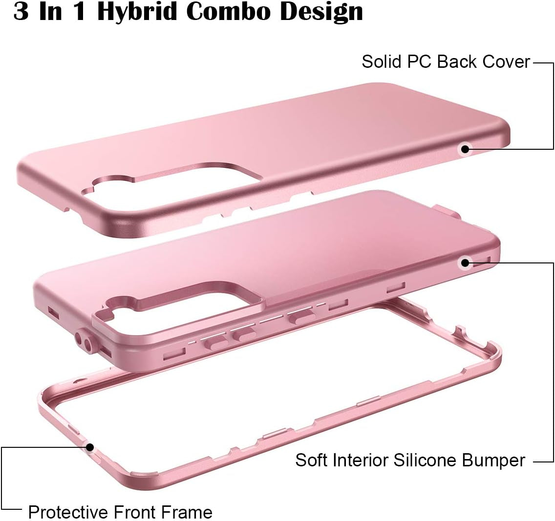 Welovecase for Samsung Galaxy S21 5G Case, Cover 3 in 1 Full Body Heavy Duty Protection Hybrid Shockproof TPU Bumper Three Layer Protective Case for Samsung Galaxy S21 6.2 Inch Rose Gold  WeLoveCase   
