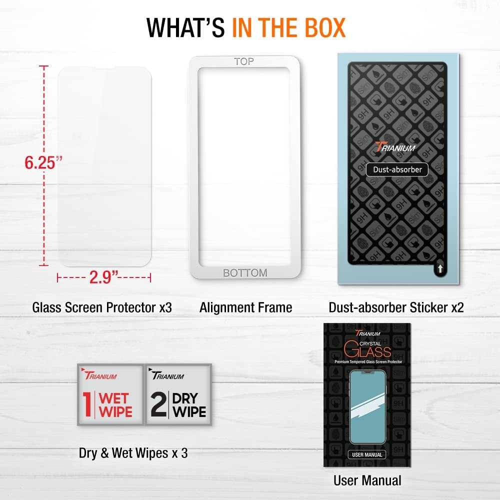 Trianium Tempered Glass Screen Protector Designed for Apple Iphone 13 (2021) /Iphone 13 Pro (2021), 3 Pack [Alignment Case Tool Included]  Trianium   