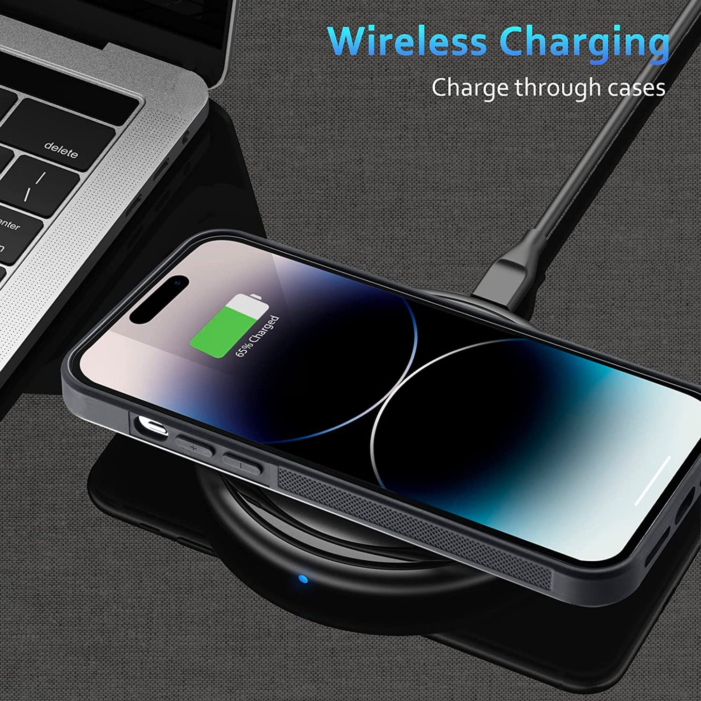 Designed for Iphone 14 Pro Case 6.1 Inch, Military-Grade Drop Protection, Carbon Fiber for Iphone 14 Pro Shockproof Slim Thin Cover, Support Wireless Charging for Men & Women, Gloss Black Protector  Sinyoeer   