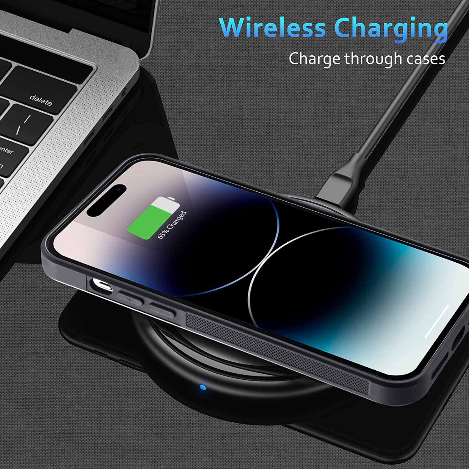 Designed for Iphone 14 Pro Case 6.1 Inch, Military-Grade Drop Protection, Carbon Fiber for Iphone 14 Pro Shockproof Slim Thin Cover, Support Wireless Charging for Men & Women, Gloss Black Protector  Sinyoeer   