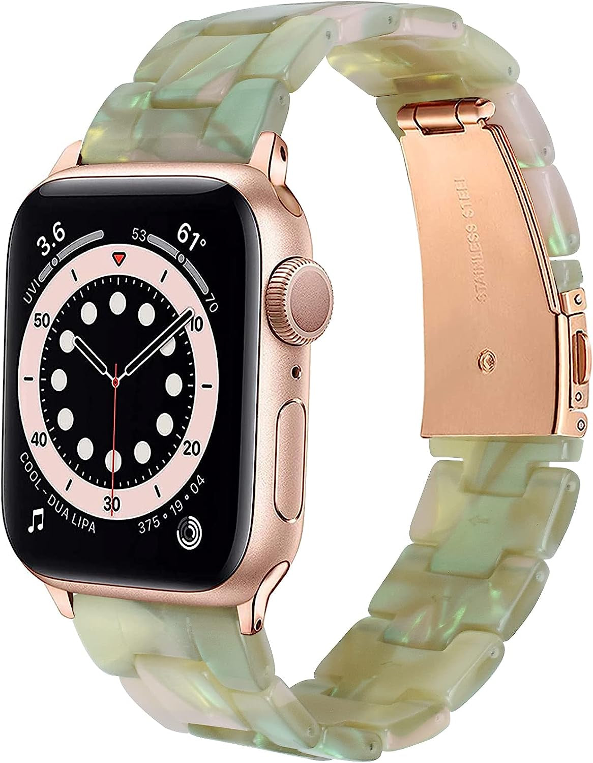 NYENEIL Compatible with Apple Watch Band 38Mm 40Mm 41Mm 42Mm 44Mm 45Mm Ultra 49Mm for Iwatch SE Lightweight Resin Wristband Bracelet Strap Series 8 7 6 5 4 3 2 1 Mens Womens  NYENEIL Pink green 38MM/40MM/41MM 