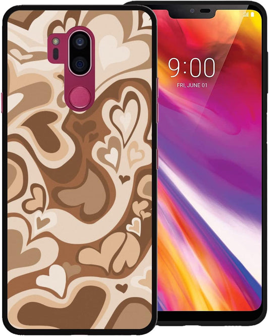 Zaztify Phone Case for LG G7 Thinq/Plus/One/Fit/Fit+, Pastel Lovely Irregular Brown Love Heart Khaki Lovecore Aesthetic Cute Shockproof Protective Anti-Slip Thin Slim Soft Phone Cover Shell  zaztify   