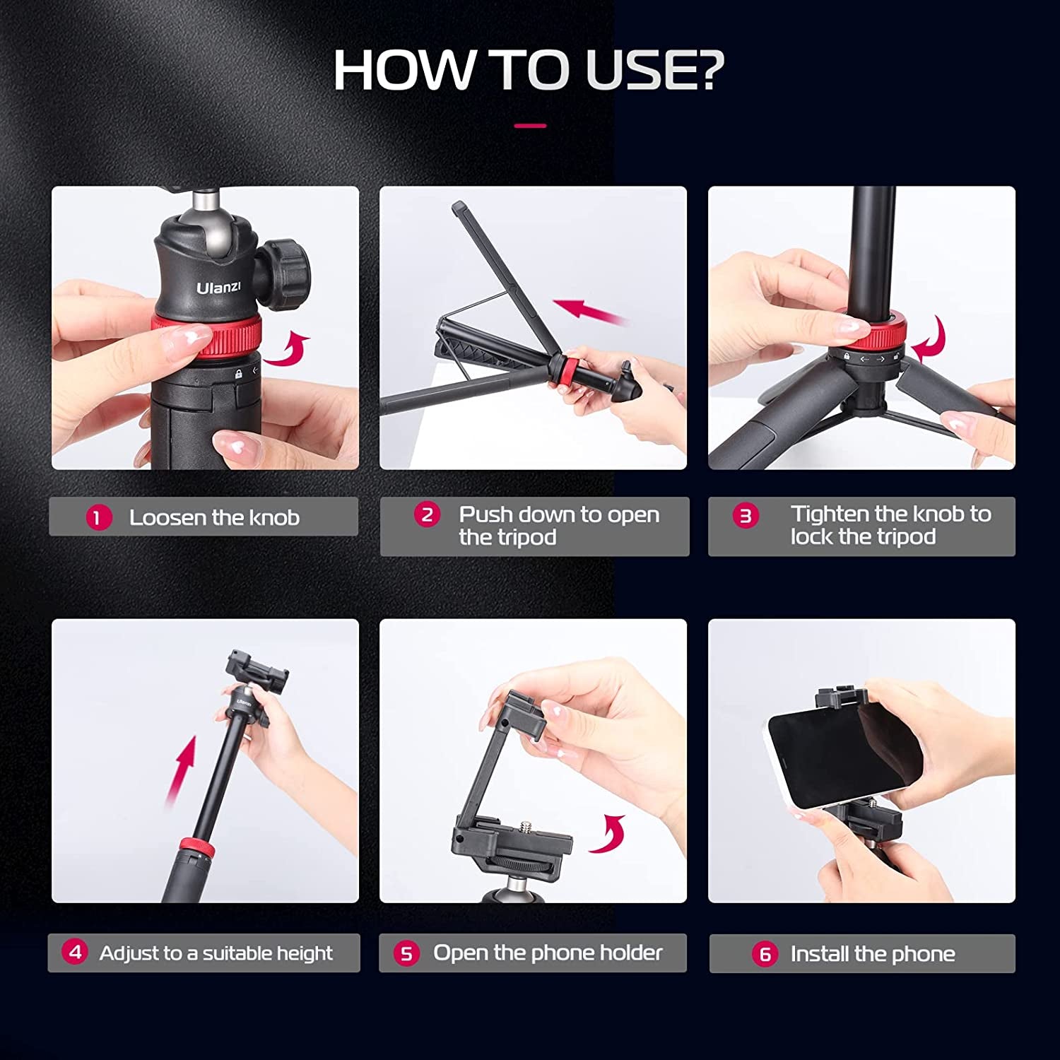 ULANZI MT-44 Extendable Phone Tripod, 59" Selfie Stick Phone Vlog Tripod Stand with 2 in 1 Phone Clip, 360° Ball Head Camera Tripod for Iphone Sony Canon Gopro, Lightweight for Travel  ULANZI   