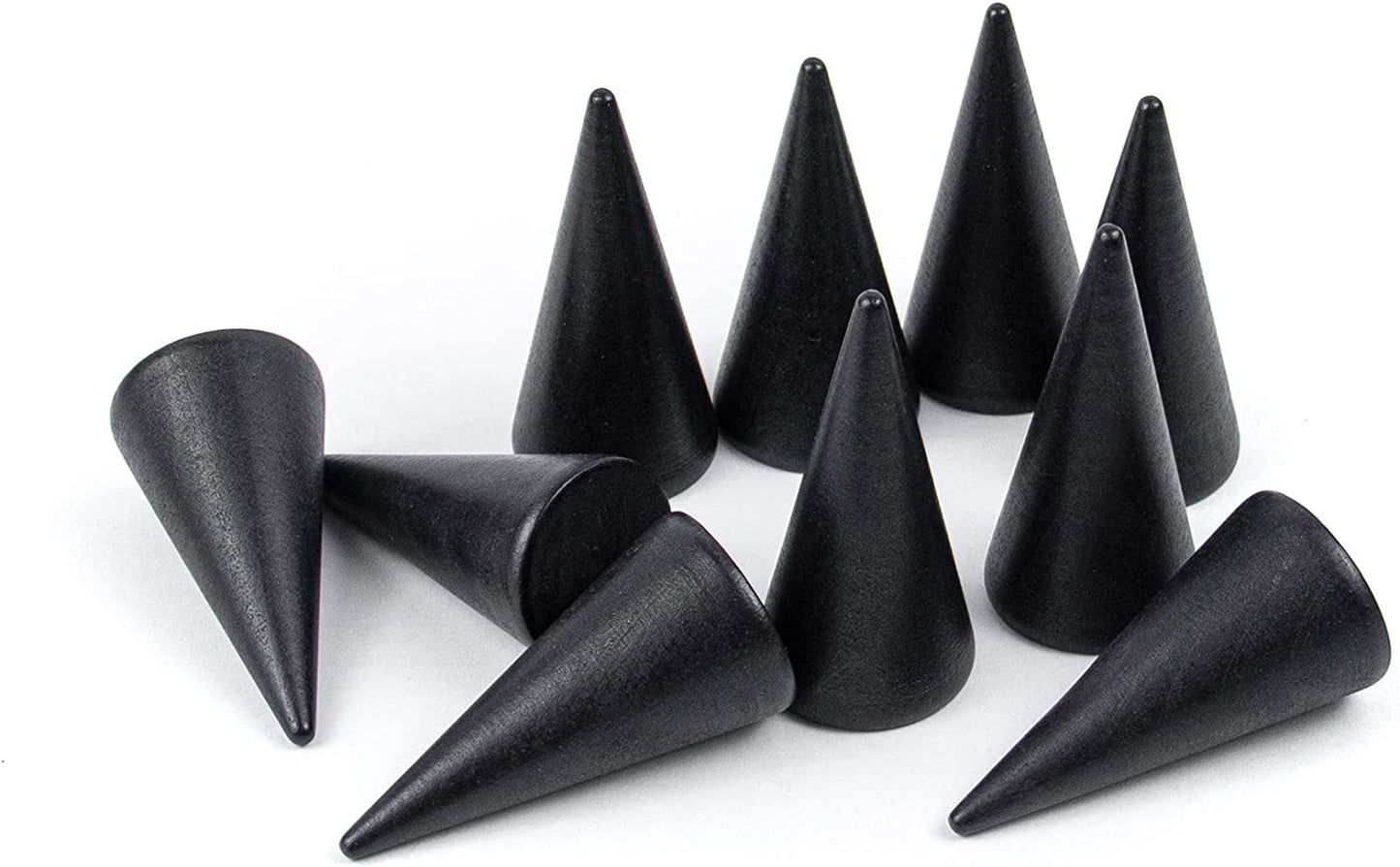 AUEAR, 10 Pack Small Natural Wooden Cone Ring Holder Finger Wood Jewelry Ring Display Stand Organizer DIY Craft (Tilted Shaped)  AUEAR Black Style C 