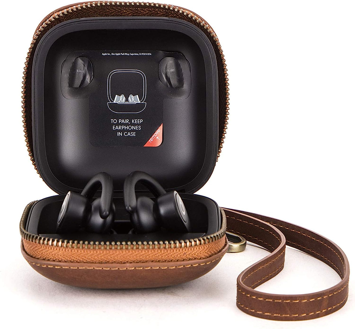 Apqdw Powerbeats Pro Case Cover, Leather Case for Power Beats Pro, Powerbeats Pro Accessories Beats Earbuds Carrying Case with Keychain (Brown)  Anbo   