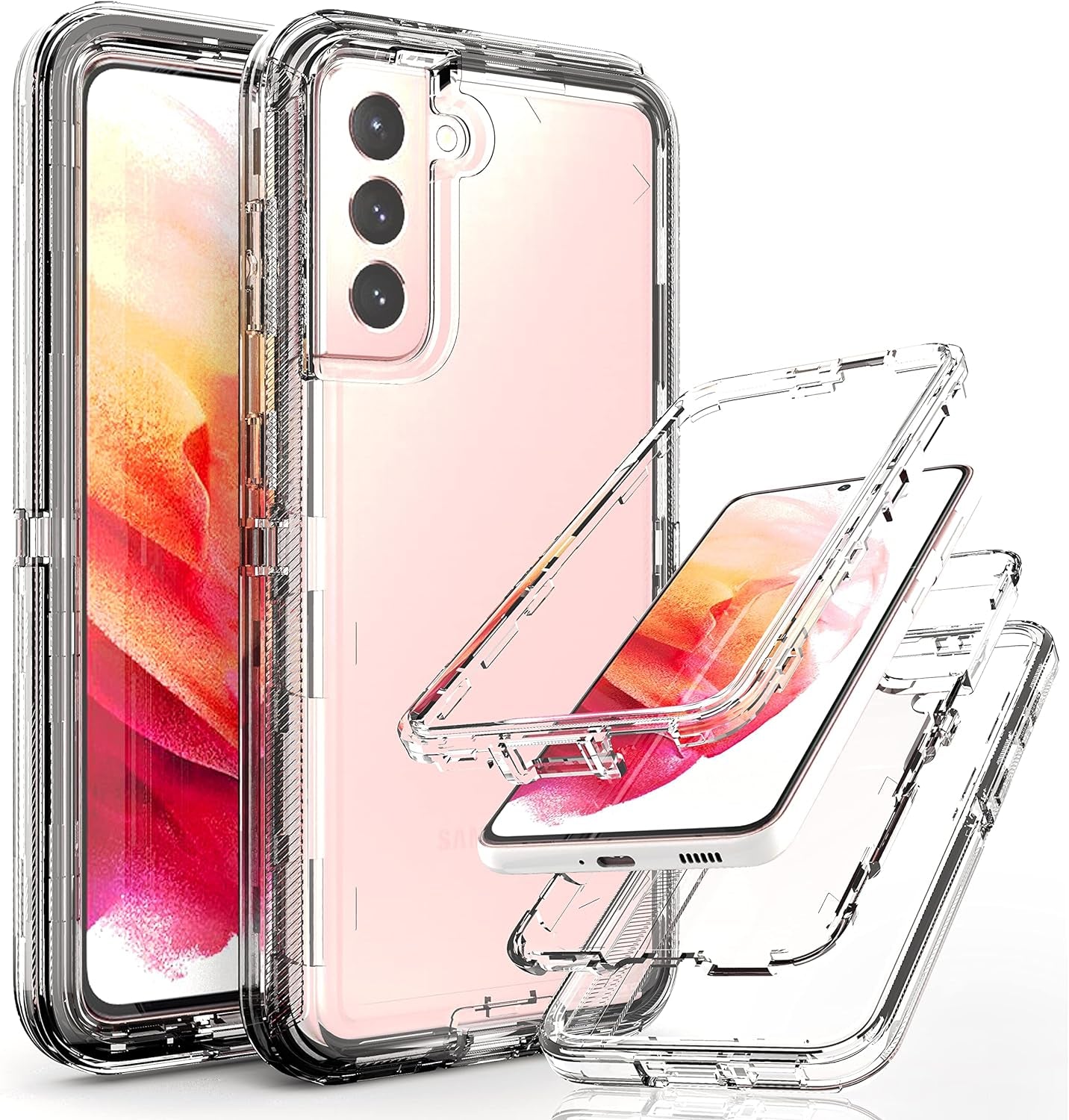 Ymhxcy Galaxy S21 Case, Drop 3 Layer Durable Cover (No Screen Protector) Solid Rubber Case / 16Ft Test Clear Case for Samsung Galaxy S21-Crystal Clear  YmhxcY   
