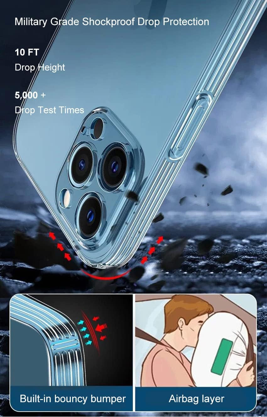 ZEZHOU Iphone 13 Mini Clear Case with Camera Lens Protector, Non Yellow Square Electroplated Edge, Upgraded Shockproof Inner Silicone Bumper Shell, Slim Thin Phone Case for Iphone 13 Mini 6.1", Black  ZEZHOU   