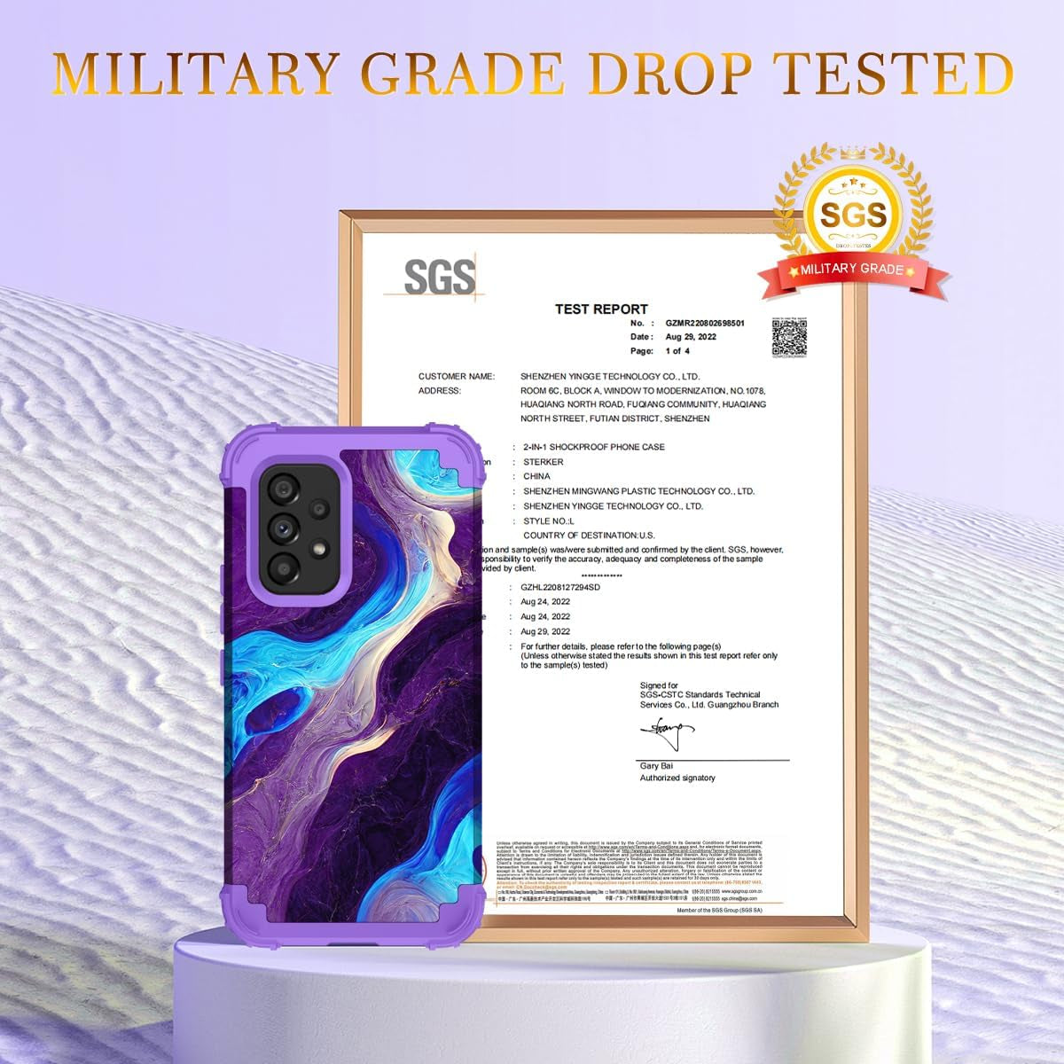 Hocase for Galaxy A53 5G Case, Heavy Duty Shockproof Protection Soft Silicone Rubber Bumper+Hard Plastic Hybrid Protective Case for Samsung Galaxy A53 5G (6.5" Display) 2022 - Blue Purple Marble  Hocase   