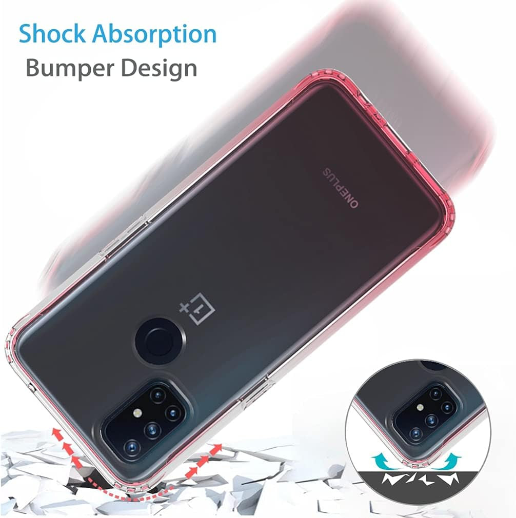 Bohefo Clear Case Compatible with Oneplus Nord N10 5G, Oneplus N10 Case for Girls Women, Cute Crystal TPU Bumper Shockproof Protective Phone Case Cover for Oneplus Nord N10 5G (Red)  Bohefo   