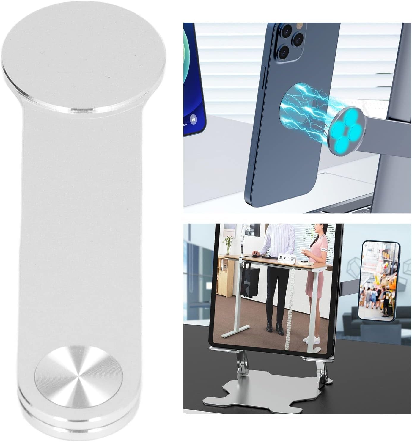 Acogedor Magnetic Laptop Phone Holder for Laptop, Aluminum Alloy Computer Monitor Side Phone Mount, Foldable Cell Phone Stand, for 4 to 8 Inch Full Smartphones  Acogedor   