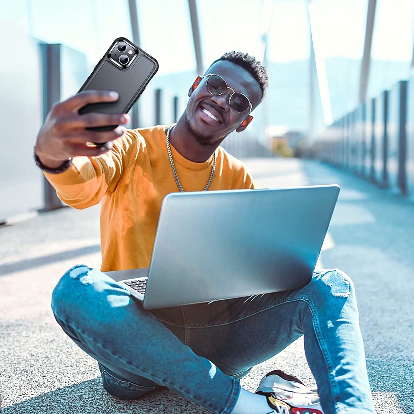 SPIDERCASE for Iphone 14 Case, [10 FT Military Grade Drop Protection][Non-Slip] [2+Tempered Glass Screen Protector][2+Tempered Camera Lens Protector] Heavy Duty Full-Body Shockproof Case, Black  SPIDERCASE   